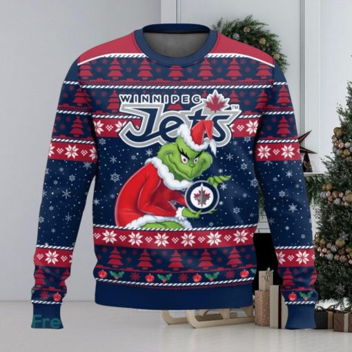 Winnipeg Jets Grinch AOP Ugly Christmas Sweater Christmas Gift For Men And Women