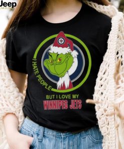 Winnipeg Jets NHL Christmas Grinch I Hate People But I Love My Favorite Hockey Team T Shirt