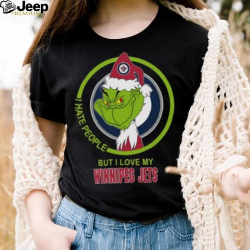 Winnipeg Jets NHL Christmas Grinch I Hate People But I Love My Favorite Hockey Team T Shirt