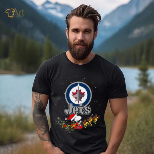 Winnipeg Jets NHL Santa Snoopy and Woodstock Christmas T Shirt