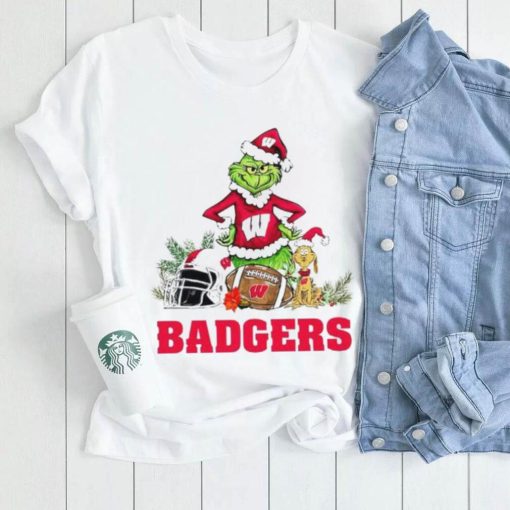 Wisconsin Badgers Grinch and Max dog funny Christmas shirt