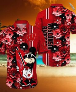 Wisconsin Badgers Hawaiian Shirt Mickey Love Surfing Trending Summer Gift
