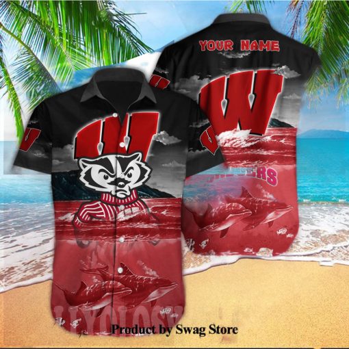 Wisconsin Badgers NCAA Unisex All Over Print Hawaiian Button Shirt