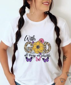 With God All Things Are Possible Leopard Butterflies Shirt