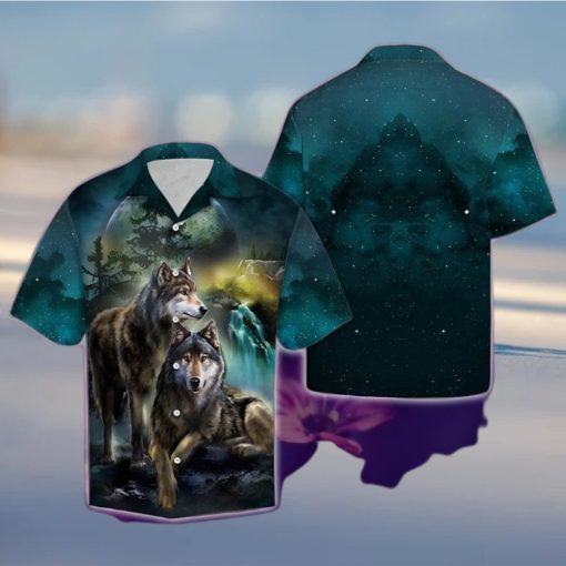 Wolf And Moon Tropical Hawaiian Shirt