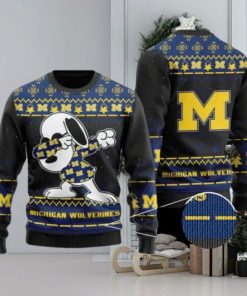 Wolverines Snoopy Dabbing Knitted Ugly Christmas Sweater