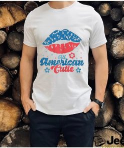 Womens All America Cutie Funny Patriotic American Flag T Shirt