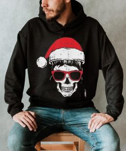 Womens Skeleton Messy Bun Santa Hat Christmas Pajama Skull X Mas Shirt