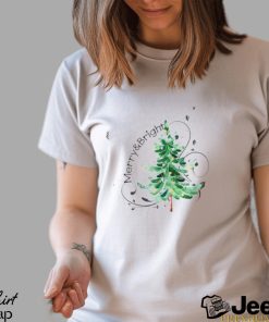 Women’s Yellow Merry And Bright Christmas Tree Shirt