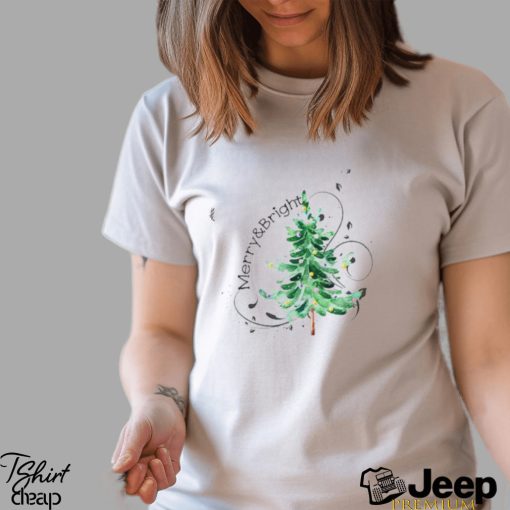 Women’s Yellow Merry And Bright Christmas Tree Shirt