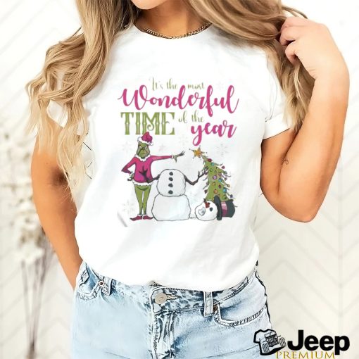 Wonderful Time Of The Year Grinch Snowman Christmas T shirt