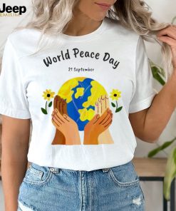 World peace day 21 September earth and flowers shirt