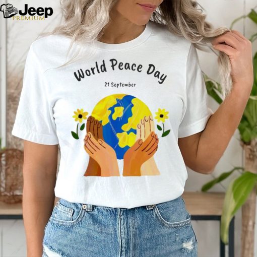 World peace day 21 September earth and flowers shirt