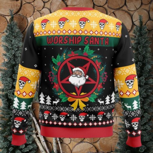 Worship Santa Ugly Christmas Sweater 1