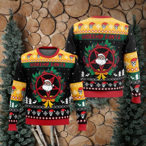 Worship Santa Ugly Christmas Sweater