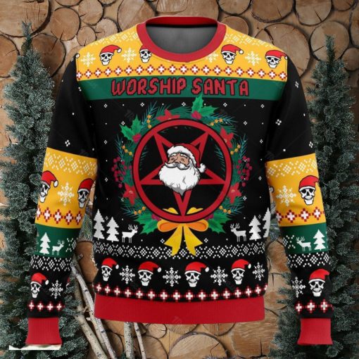 Worship Santa Ugly Sweater – Custom Christmas Family Sweatshirt