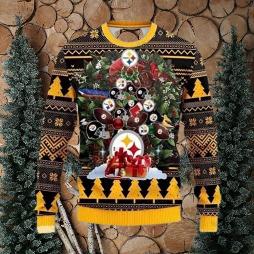 Wreath Red Sox Pittsburgh Steelers Ugly Sweater Christmas Birthday Gifts