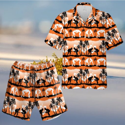 Wrestling Orange Black Unisex Hawaiian Shirts