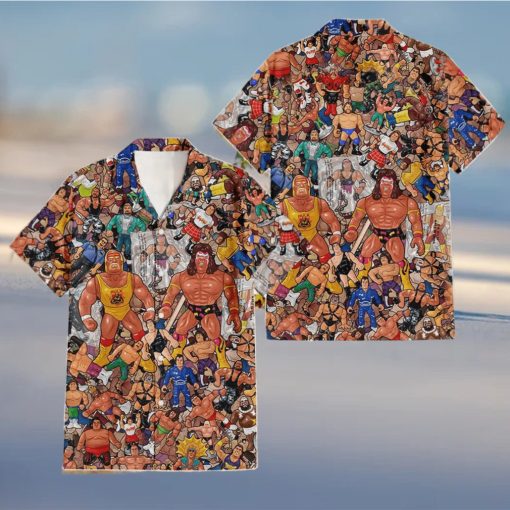 Wrestling Wwe Wrestlers Collage Art Hawaiian Shirt