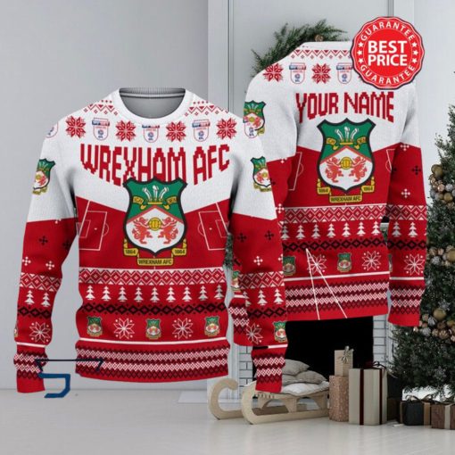 Wrexham AFC EFL Logo Custom Name Ugly Sweater Christmas