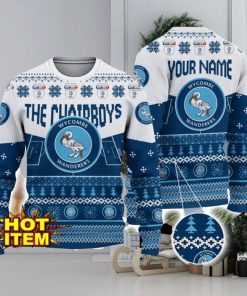 Wycombe Wanderers FC Big Logo Custom Name 3D Ugly Christmas Sweater Christmas Gift For Big Fans