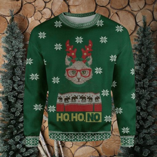 Ho Ho No Cat Christmas Ugly Sweater