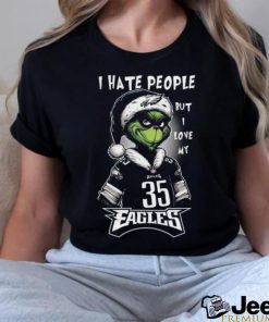 Xmas 2023 Santa Grinch I hate people but I love my Eagles T shirt