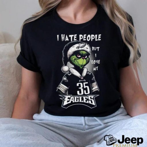 Xmas 2023 Santa Grinch I hate people but I love my Eagles T shirt