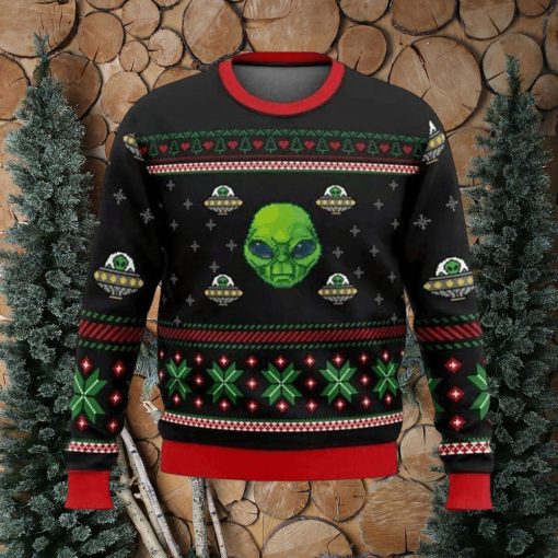 Xmas Alien With A UFO Ugly Sweater – Christmas Gifts For Frends