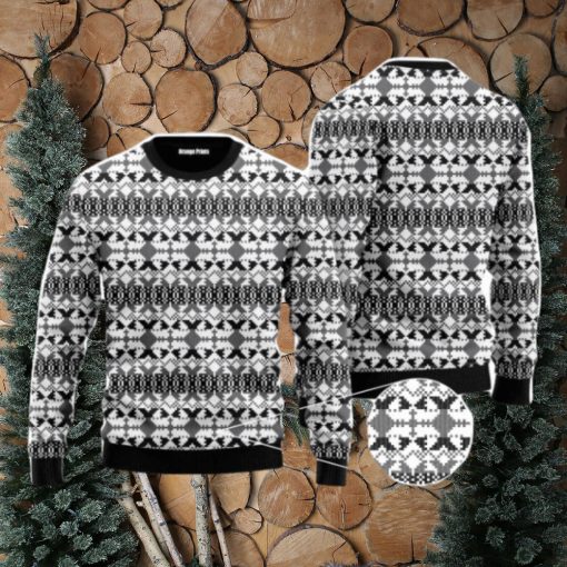 Xmas Knit Style Black And White Christmas Unisex Ugly Sweater