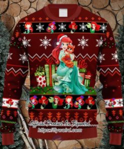 Xmas Little Ariel Mermaid Red Brown Ugly Christmas Sweater