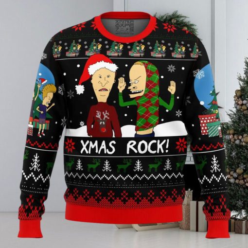 Xmas Rock Beavis and Butthead Ugly Christmas Sweater