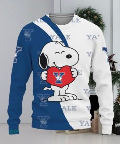 Yale Bulldogs Snoopy Cute Heart American Sports Team Knitted Xmas Sweater