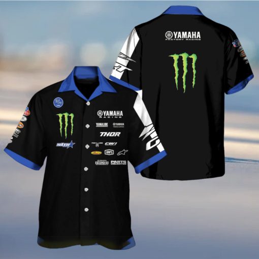 Yamaha Racing Monster V2 Dark Blue Hawaiian Shirt