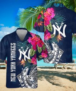 Yankees Hawaiian Shirt Flower Tropical Leaves New York Yankees Gift