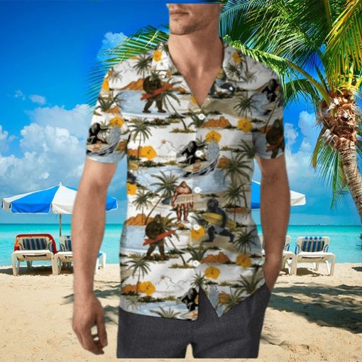 Yellow Hibiscus Bigfoot Hawaiian Shirt Beach Summer Shirt For Men