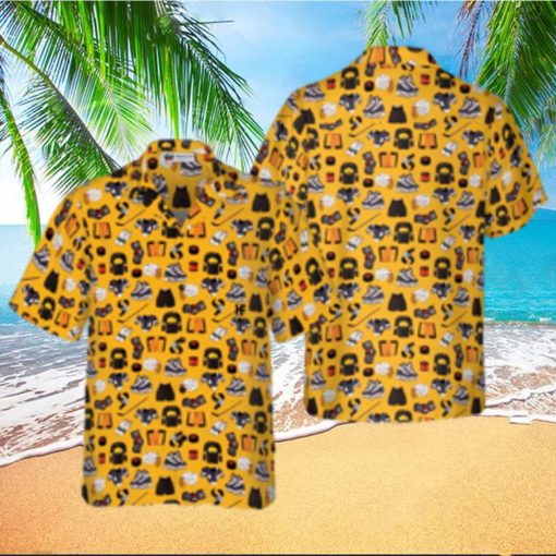 Yellow Ice Hockey Gear Hawaiian Shirt