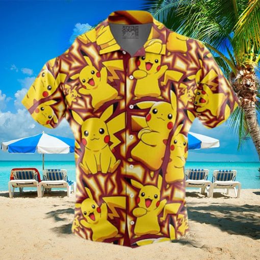 Yellow Pikachu Pokemon Anime Hawaiian Shirt Birthday Gift For Beach Lovers