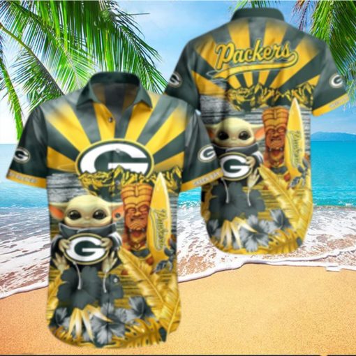 Yoda Green Bay Packers Nfl Hawaiian Full 3d Shirt 1