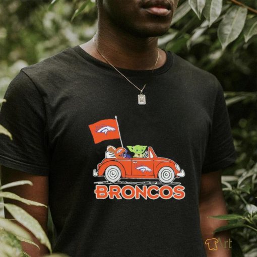 Yoda riding car Denver Broncos shirt