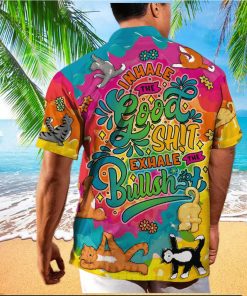 Yoga Cat Funny Inhale The Good Shit Exhale the BullShit Hawaiian Shirt