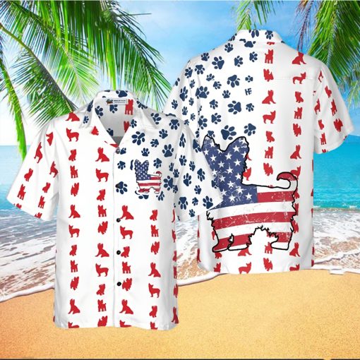 Yorkie American Flag Hawaiian Shirt