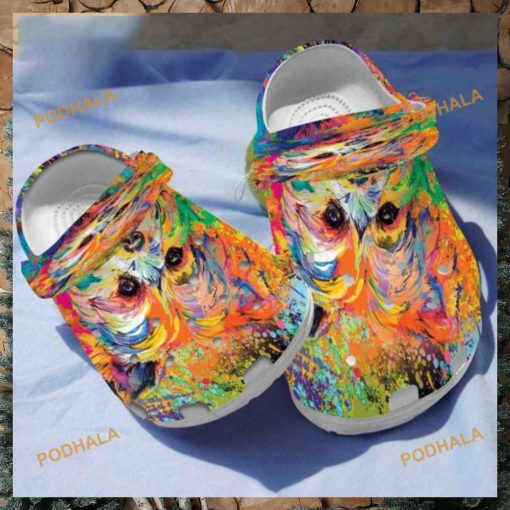 Yorkshire Terrier Puppy Lover Portrait Crocs, Painted Yorkshire Clogs