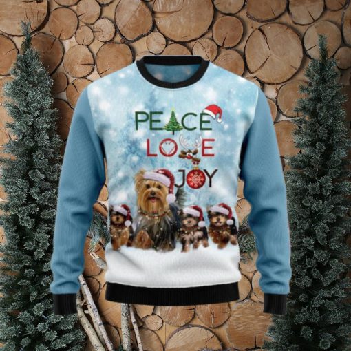 Yorkshire Terriers Dog Peace Love Joy Ugly Christmas Sweater Unique Gift