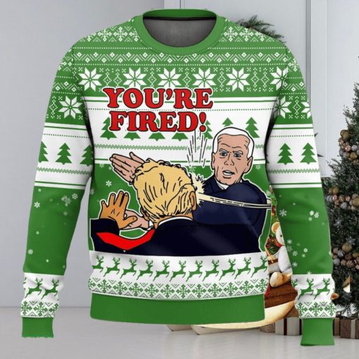 You’re Fired! Joe Biden slaps Donald Trump Ugly Sweater Green Christmas Gift For Men And Women Holidays