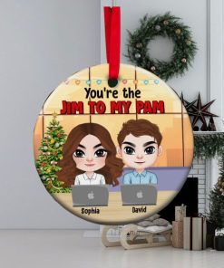 You’re The Jim To My Pam, Personalized Office Couple Ornament