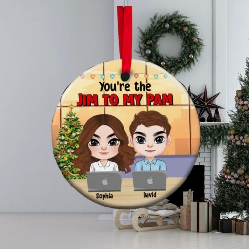 You’re The Jim To My Pam, Personalized Office Couple Ornament