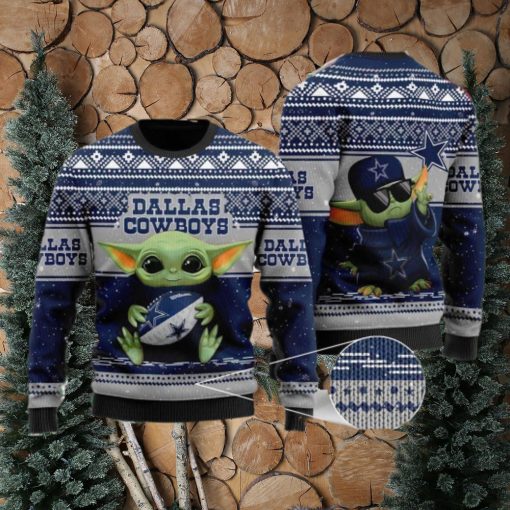 Youth Baby Yoda Dallas Cowboys NFL Christmas Ugly Sweater