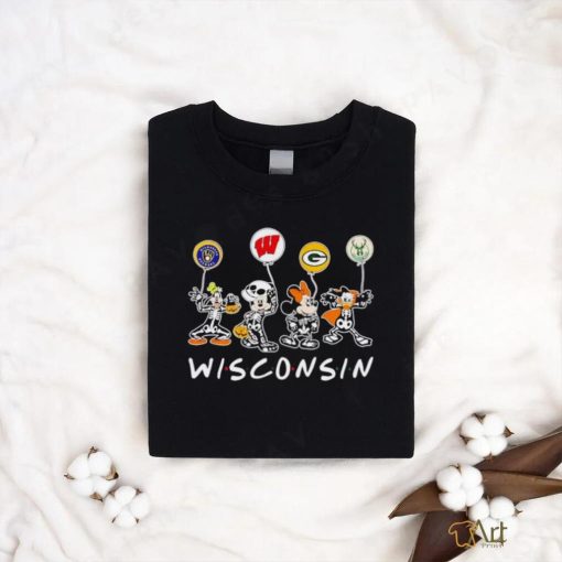 Wisconsin all sports team Mickey and friends Halloween shirt