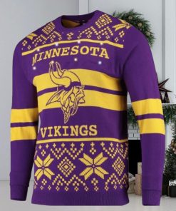 Nfl Minnesota Vikings Huge Logo Snowflake Ugly Christmas Sweaters